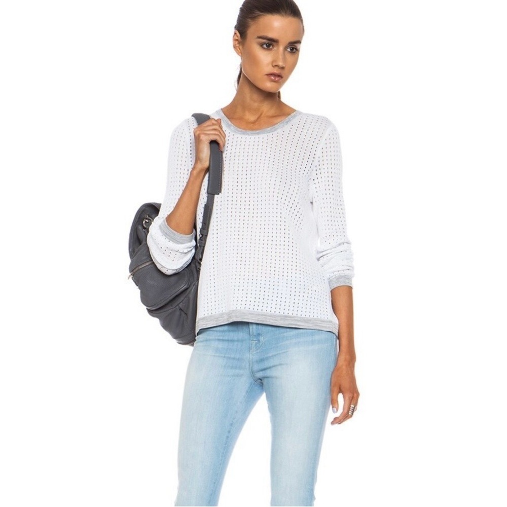 Rag & Bone White Split Back Pullover Sweater Aria… - image 4
